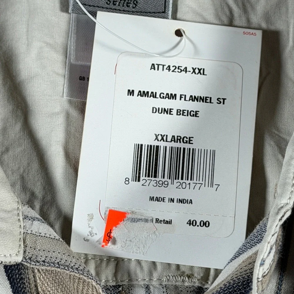 The North Face Amalgam Flannel Long Sleeve Shirt Mens XXL Beige Stripe Button Up
